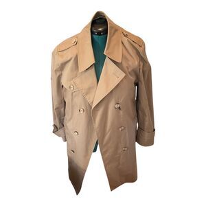 Vintage Botany Weathertopper Tan Khaki Belted Trench Coat Zip out Lining 40R